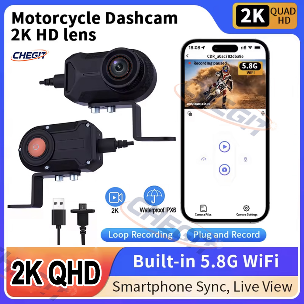 Compact Camera Mirrorless - Caméra DVR Moto 2K HD WiFi