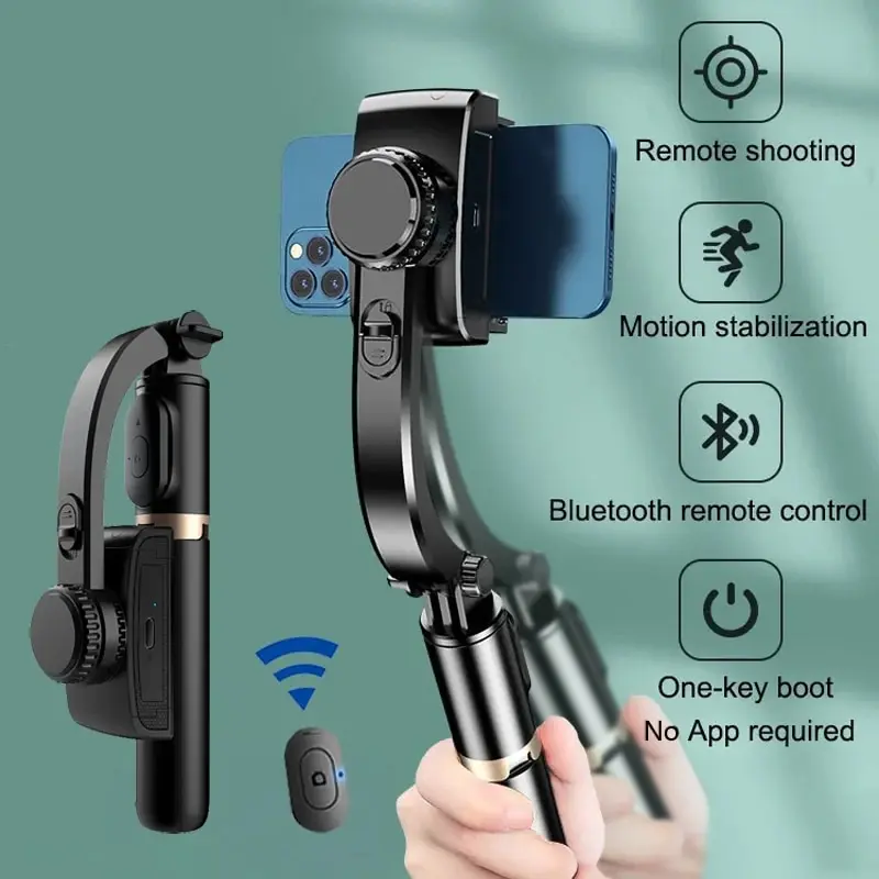 Auto Tracking Tripod - Stabilisateur portable Q08 avec lumière d'appoint,