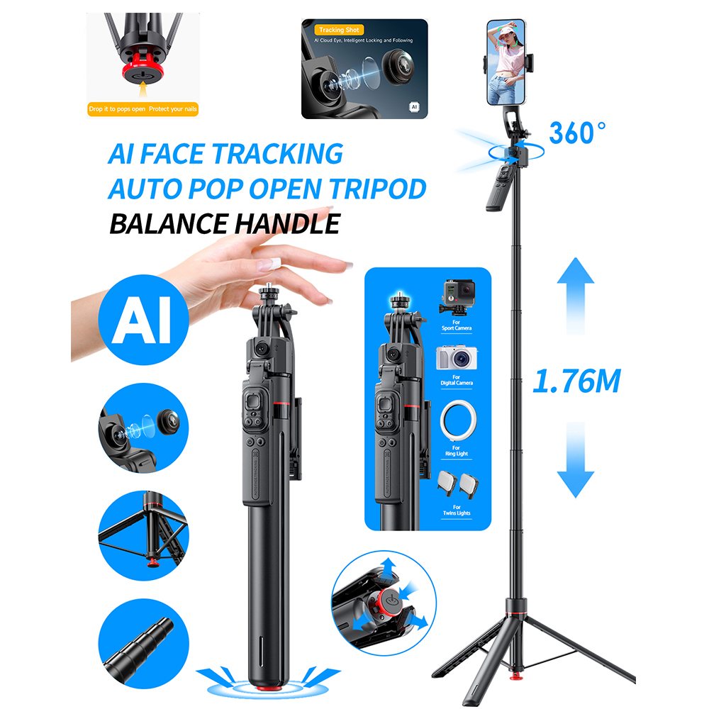 Auto Tracking Tripod - Trépied à cardan AI, perche à