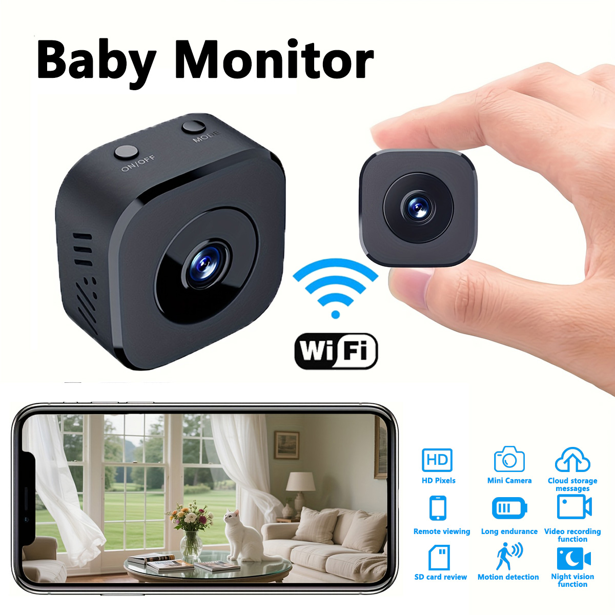 Compact Camera Mirrorless - 1080P HD Mini caméra WiFi sécurité