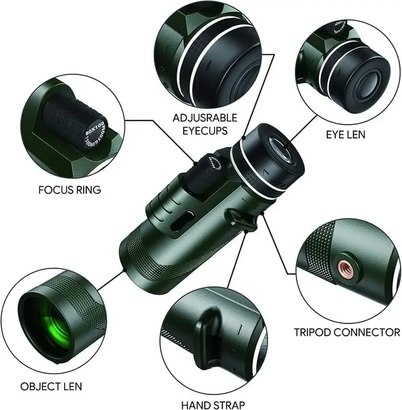 Monoculaire HD 80x100 pour ada - Auto Tracking Tripod avis et prix